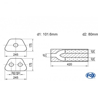 Silent stainless steel rear 1x135x80mm type 53 for OPEL VECTRA A (COFFRE)