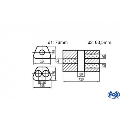 Silent stainless steel rear 1x135x80mm type 53 for OPEL VECTRA A (COFFRE)