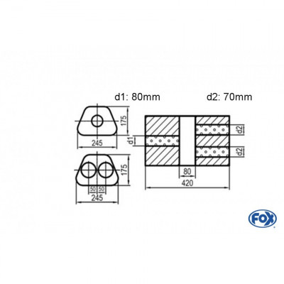 Silent stainless steel rear 1x135x80mm type 53 for OPEL VECTRA A (COFFRE)