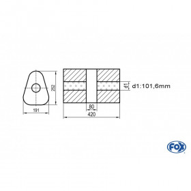 Silent stainless steel rear 1x135x80mm type 53 for OPEL VECTRA A (COFFRE)