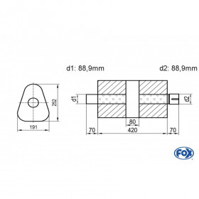 Silent stainless steel rear 1x135x80mm type 53 for OPEL VECTRA A (COFFRE)