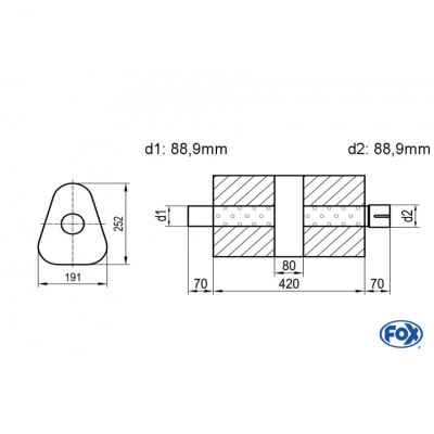 Silent stainless steel rear 1x135x80mm type 53 for OPEL VECTRA A (COFFRE)