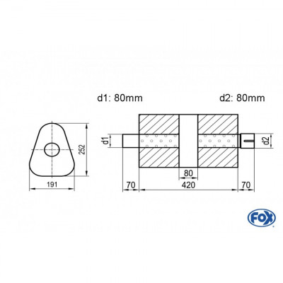 Silent stainless steel rear 1x135x80mm type 53 for OPEL VECTRA A (COFFRE)