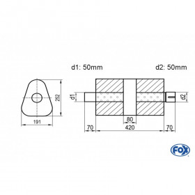 Silent stainless steel rear 1x135x80mm type 53 for OPEL VECTRA A (COFFRE)