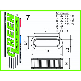 Filtre à air sport GREEN FILTER pour FORD SCORPIO/GRANADA 2,5L D 69cv / 51kW