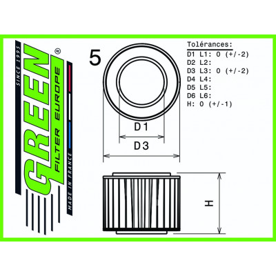 Filtre à air sport GREEN FILTER pour CITROEN ZX 1,1L i 60cv / 44kW