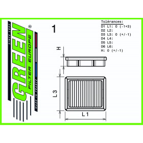 Filtre à air sport GREEN FILTER pour ZASTAVA 10 1,2L 60cv / 44kW
