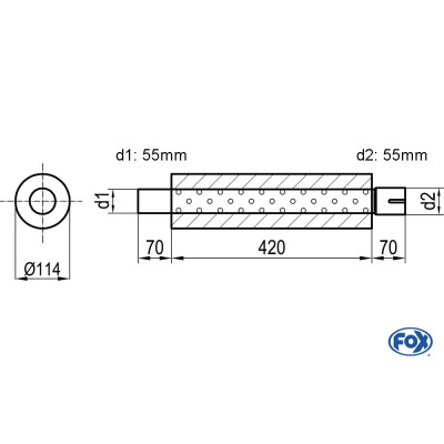 copy of Silent stainless steel rear 1x135x80mm type 53 for OPEL VECTRA A (COFFRE)